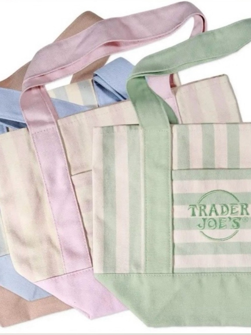 Trader Joe's Mini Tote Collection in Pastel Stripes